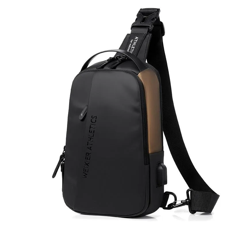 Compact Shoulder Sling USB Crossbody Chest Bag For Men
