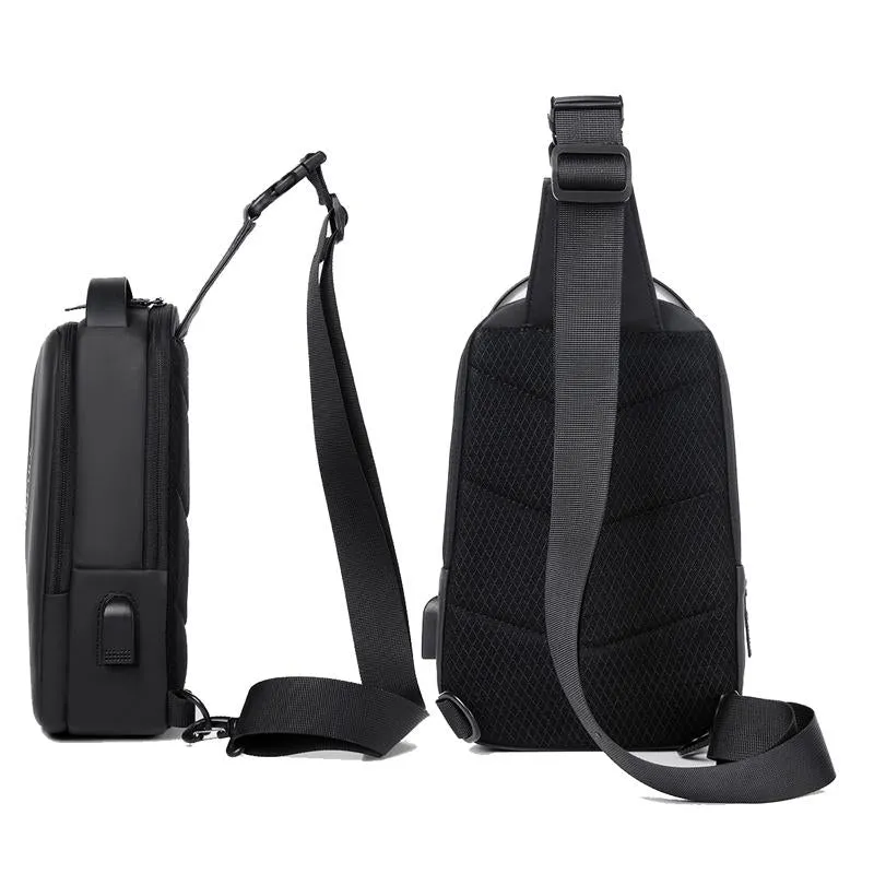 Compact Shoulder Sling USB Crossbody Chest Bag For Men