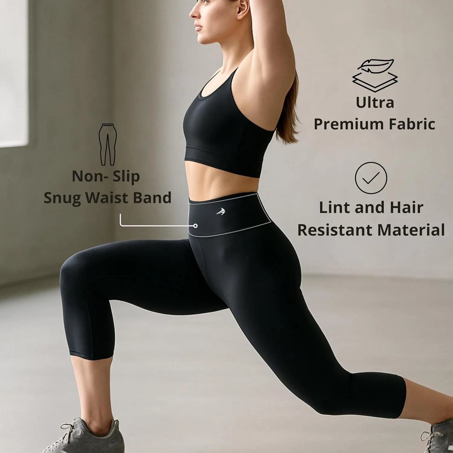 CompressionZ High Waisted Capri Leggings for Women Tummy Control - Workout Yoga Pants