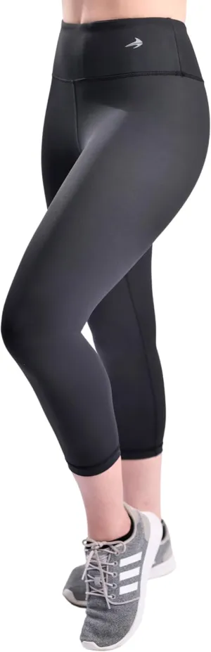 CompressionZ High Waisted Capri Leggings for Women Tummy Control - Workout Yoga Pants