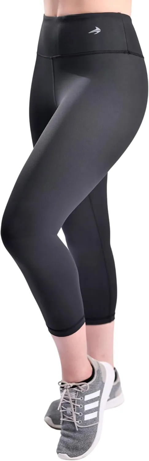 CompressionZ High Waisted Capri Leggings for Women Tummy Control - Workout Yoga Pants