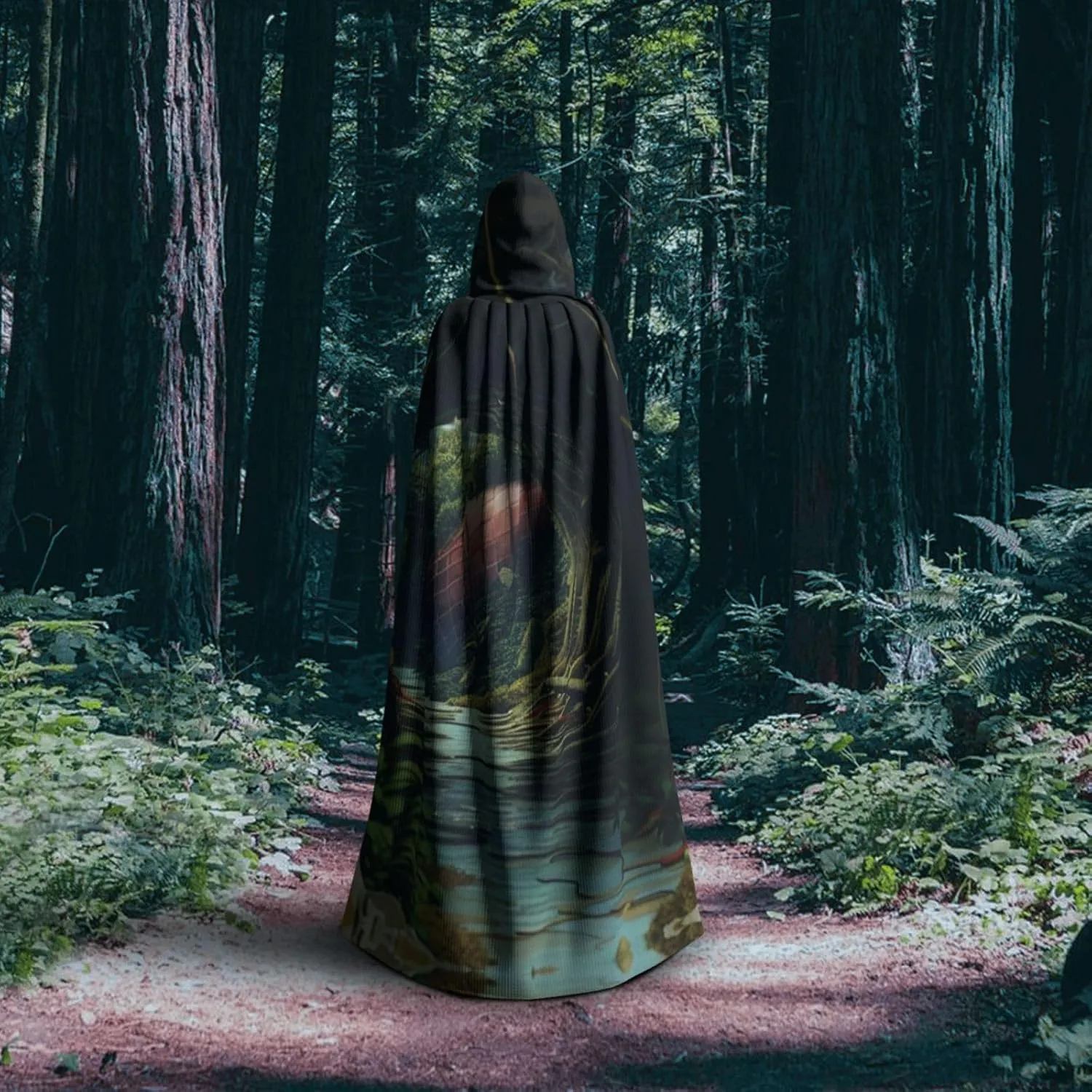 Cool Hole Adult Hooded Costume Cloak, Halloween Long Cape with an Oversized Hooded Cloak for Party Cosplay
