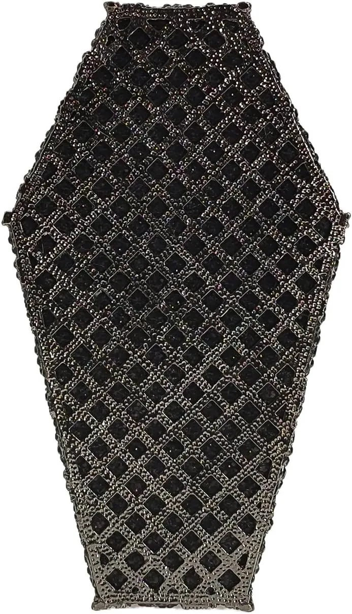 Cool Skull Evening Bag Coffin Shaped Handbag Purses Cross Rhinestone Bag Halloween Party Bag