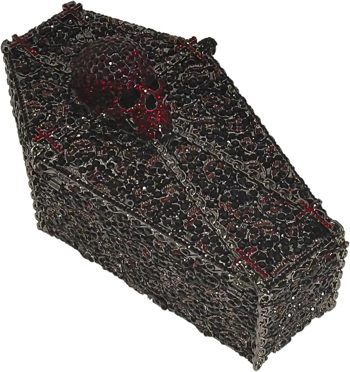 Cool Skull Evening Bag Coffin Shaped Handbag Purses Cross Rhinestone Bag Halloween Party Bag