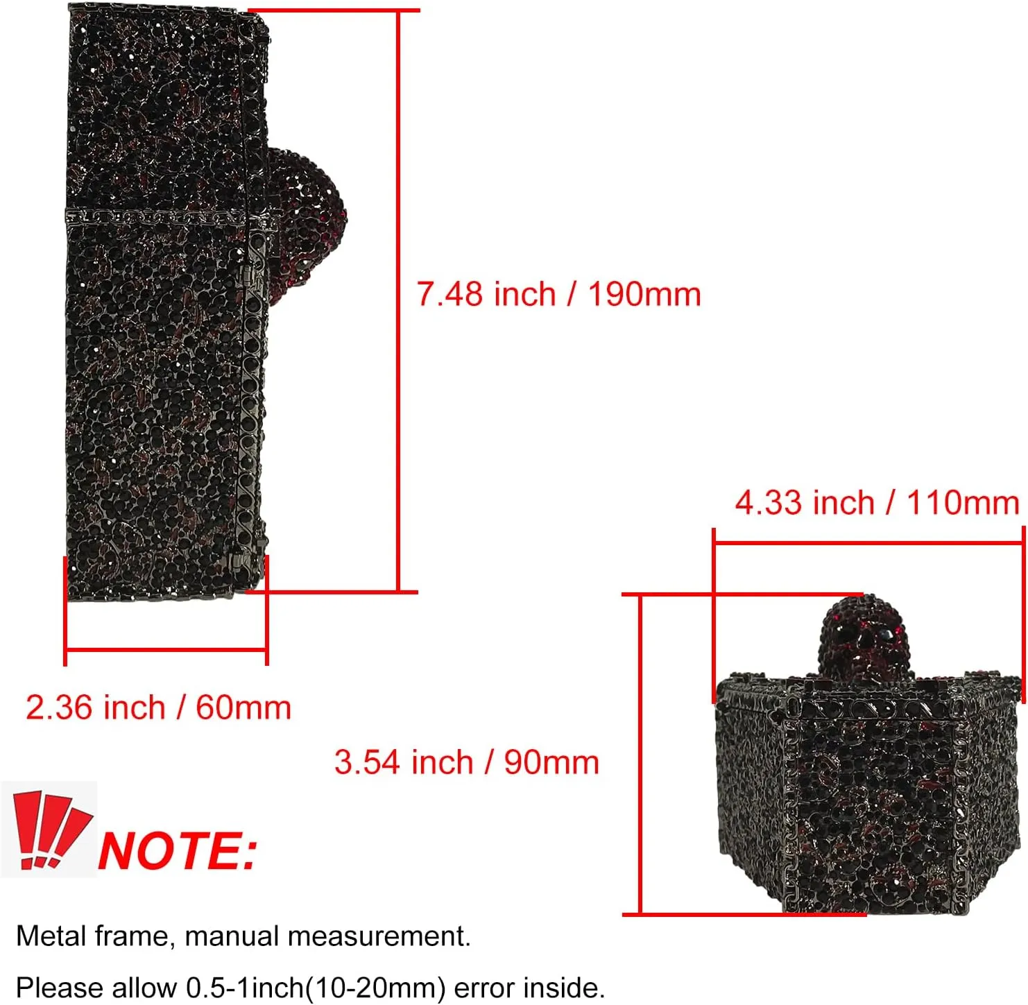 Cool Skull Evening Bag Coffin Shaped Handbag Purses Cross Rhinestone Bag Halloween Party Bag