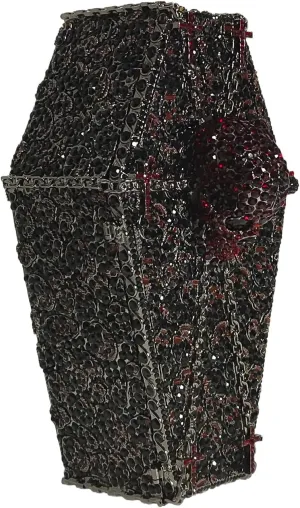Cool Skull Evening Bag Coffin Shaped Handbag Purses Cross Rhinestone Bag Halloween Party Bag