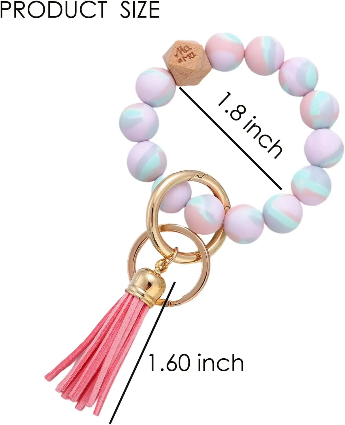 Coolcos Silicone Key Ring Bracelet Wristlet Beaded Bangle Keychain Elastic Portable Car Keyrings Chains for Women Girls