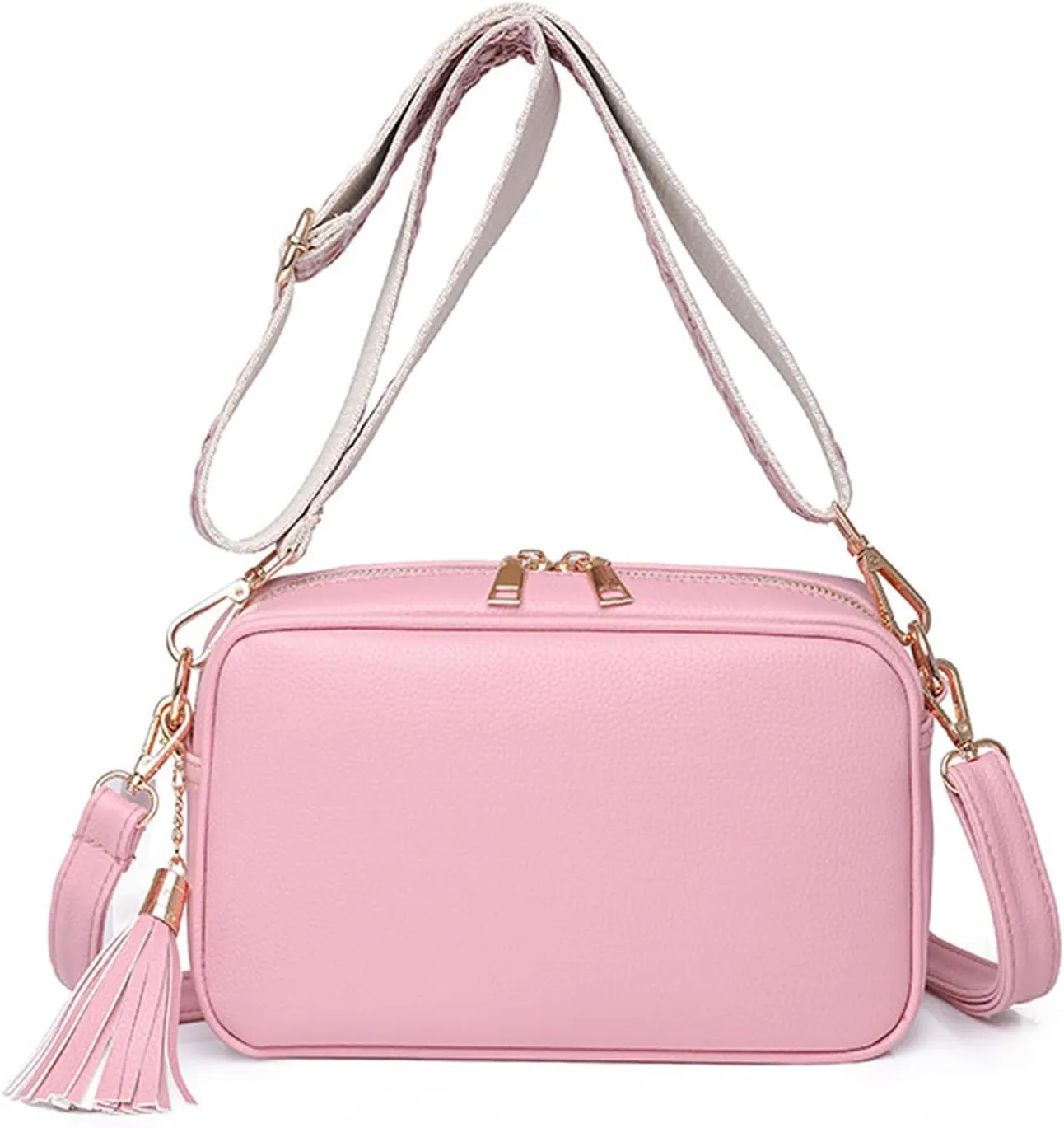 Crossbody Bags for Women Ultra-light Shoulder Bag Ladies PU Leather Bucket Handbag Hobos Satchels Pack for Outdoors Workout Travel Shopping Messenger Bag with Two Shoulder Strap Pink