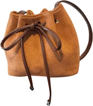 Crossbody BagsWomen Bag Sweet Bows Crossbody Bag Drawstring Shoulder Bag Aesthetic Bucket Bag PU Leather Messengers Bag for Everyday