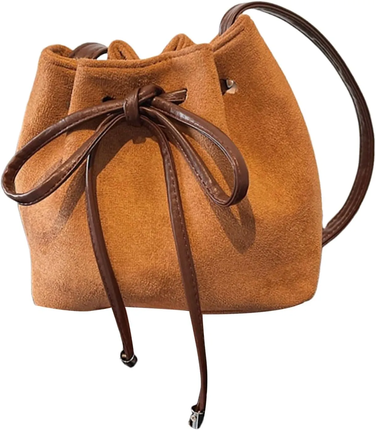 Crossbody BagsWomen Bag Sweet Bows Crossbody Bag Drawstring Shoulder Bag Aesthetic Bucket Bag PU Leather Messengers Bag for Everyday