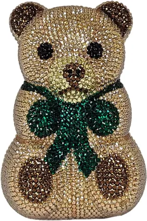 Cute Bow Bear Evening Bag Mini Rhinestone Purse Animal Crystal Clutch for Wedding Prom Party Handbag