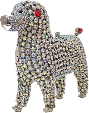 Cute Poodle Evening Bag Dog Rhinestone Purse Animal Crystal Clutch for Party Wedding Prom Handbag
