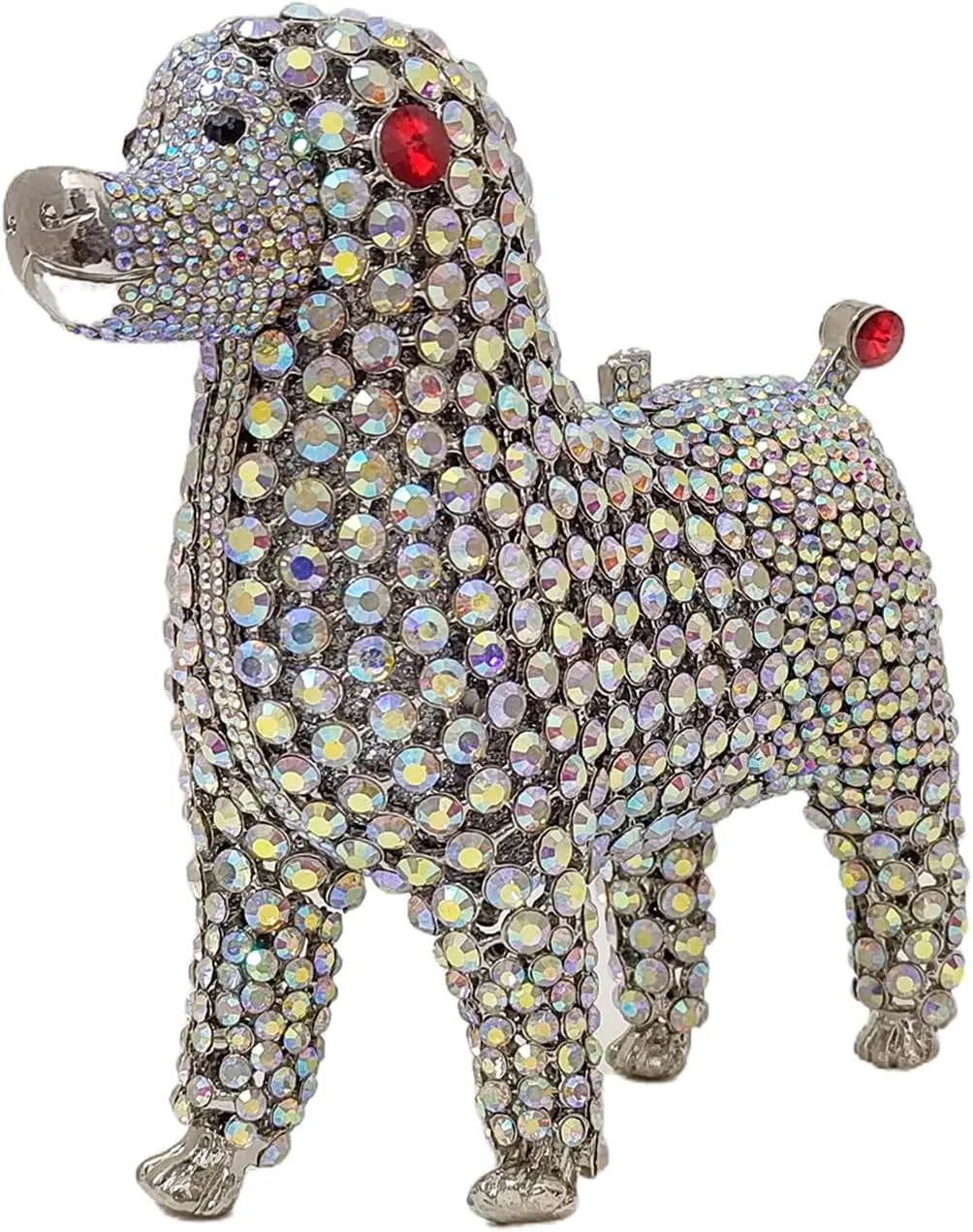 Cute Poodle Evening Bag Dog Rhinestone Purse Animal Crystal Clutch for Party Wedding Prom Handbag
