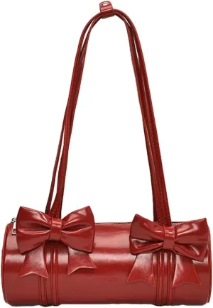 Cute Vegan Leather Shoulder Bag for Women Small Y2k Bowknot Handbags Crossbody Purse Top Handle Satchels 2025