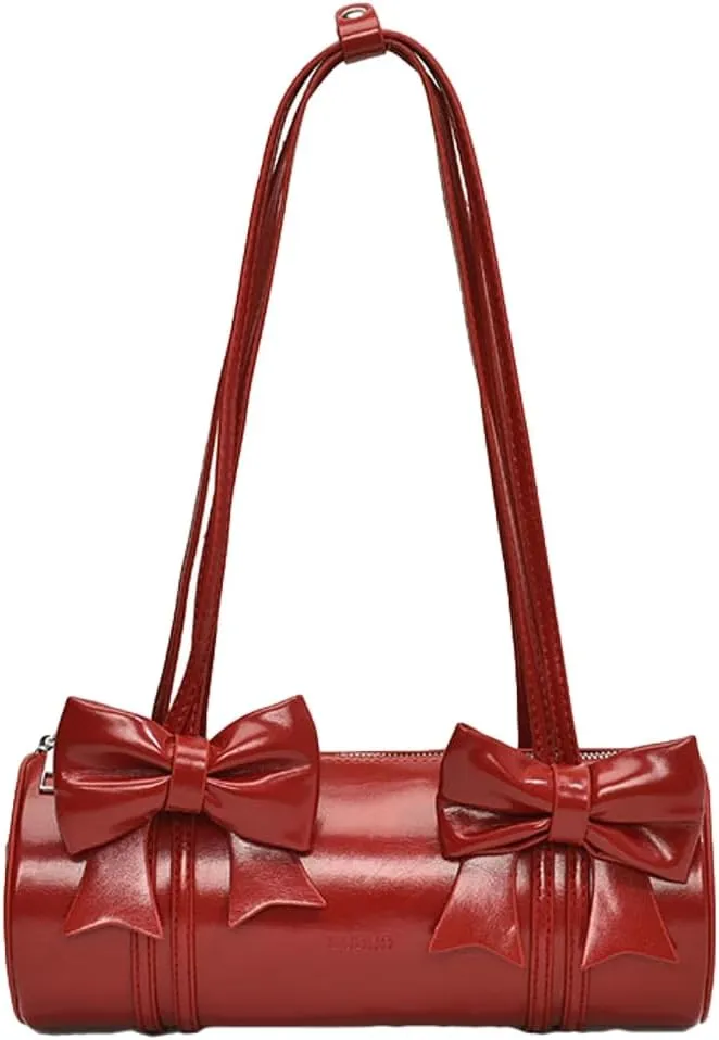 Cute Vegan Leather Shoulder Bag for Women Small Y2k Bowknot Handbags Crossbody Purse Top Handle Satchels 2025
