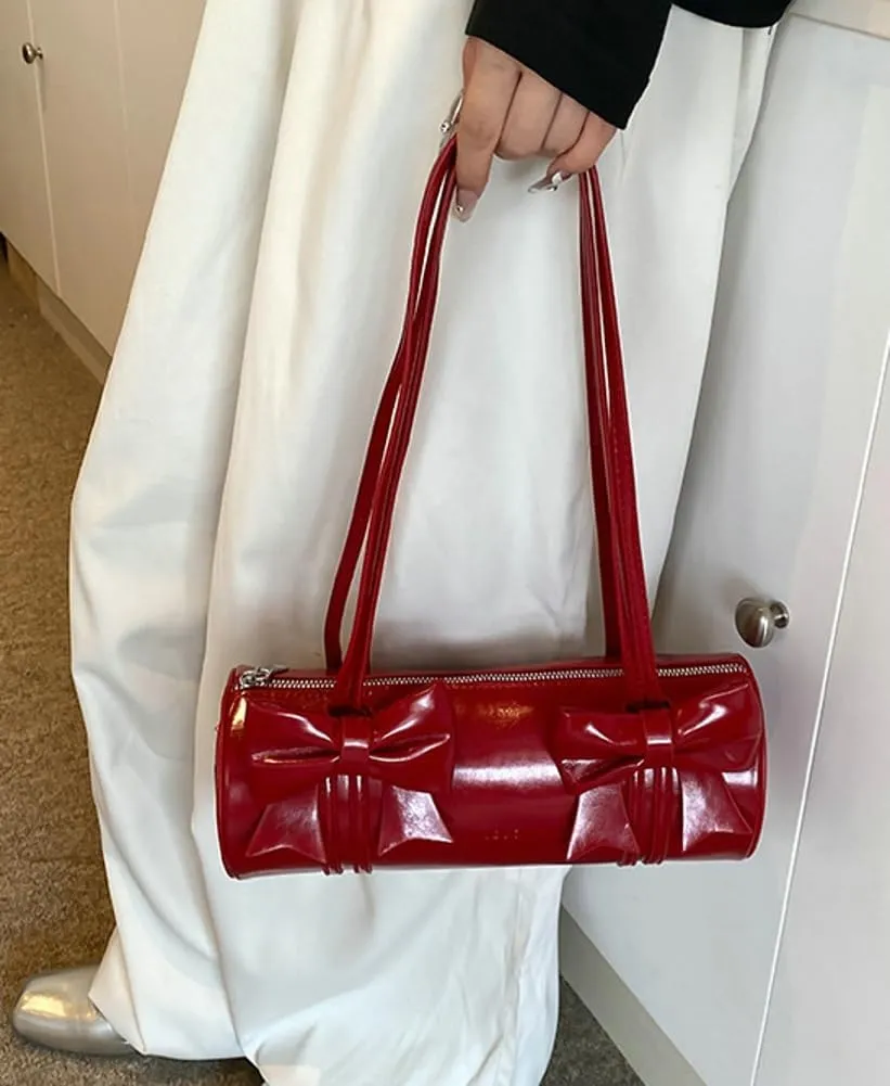 Cute Vegan Leather Shoulder Bag for Women Small Y2k Bowknot Handbags Crossbody Purse Top Handle Satchels 2025