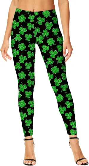 Deerose Women Mardi Gras Leggings Irish Shamrock High Waist Legging
