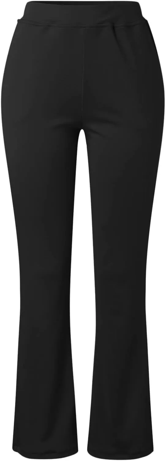 Dress Pants Women Business Casual Work Pants Solid High Waist Stretchy Trousers Bootcut Office Pull On Slacks with Pockets