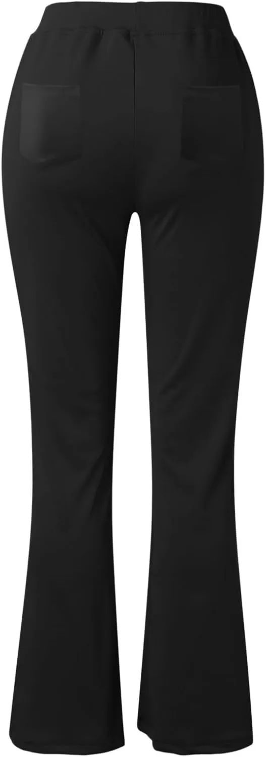 Dress Pants Women Business Casual Work Pants Solid High Waist Stretchy Trousers Bootcut Office Pull On Slacks with Pockets