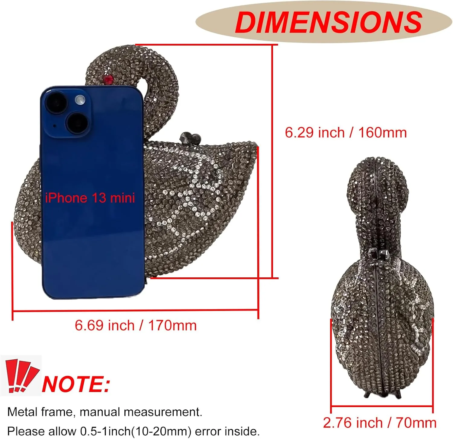 Elegant Swan Evening Purse Animal Crystal Clutch Women Minaudiere Handbag Party Luxury Rhinestone Bag