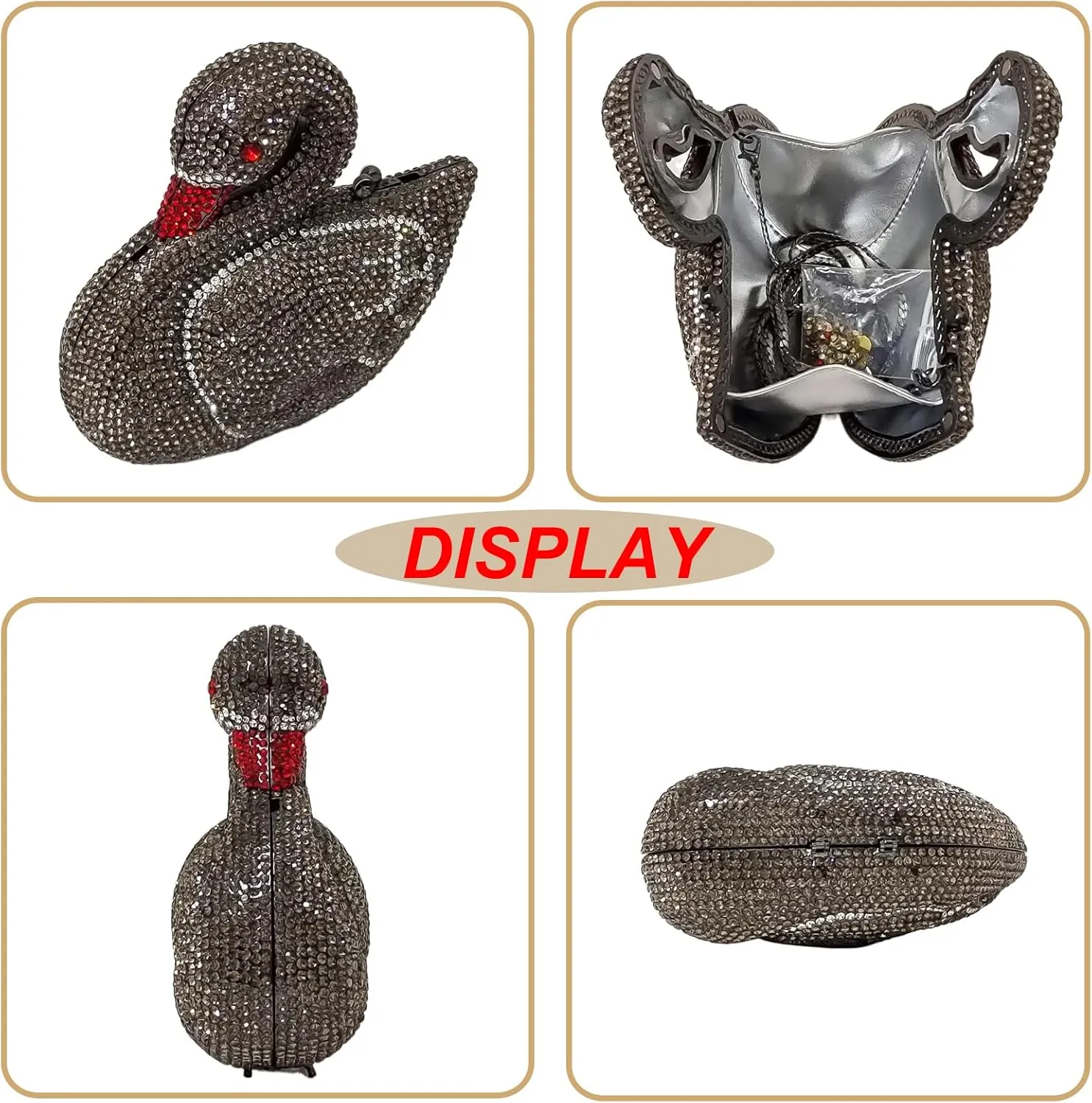 Elegant Swan Evening Purse Animal Crystal Clutch Women Minaudiere Handbag Party Luxury Rhinestone Bag
