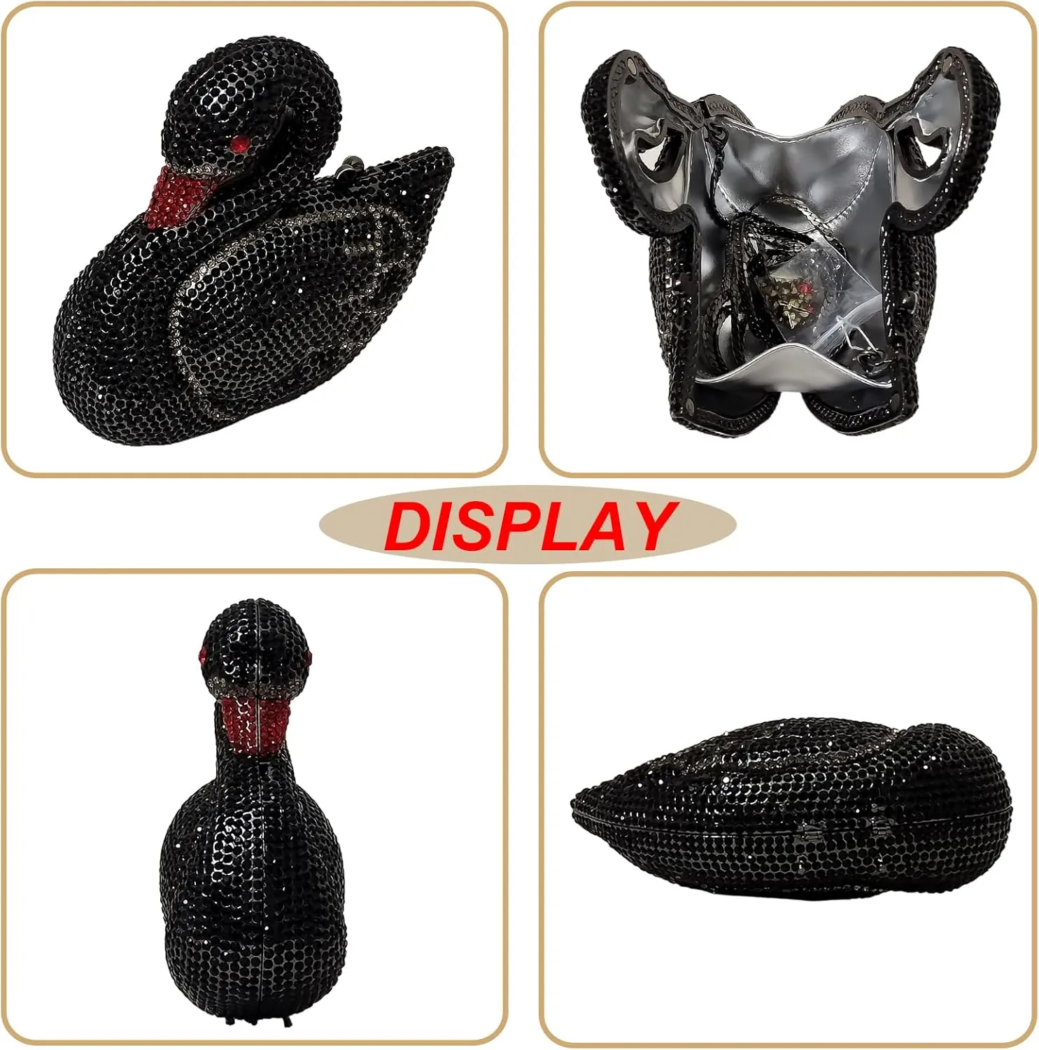 Elegant Swan Evening Purse Animal Crystal Clutch Women Minaudiere Handbag Party Luxury Rhinestone Bag