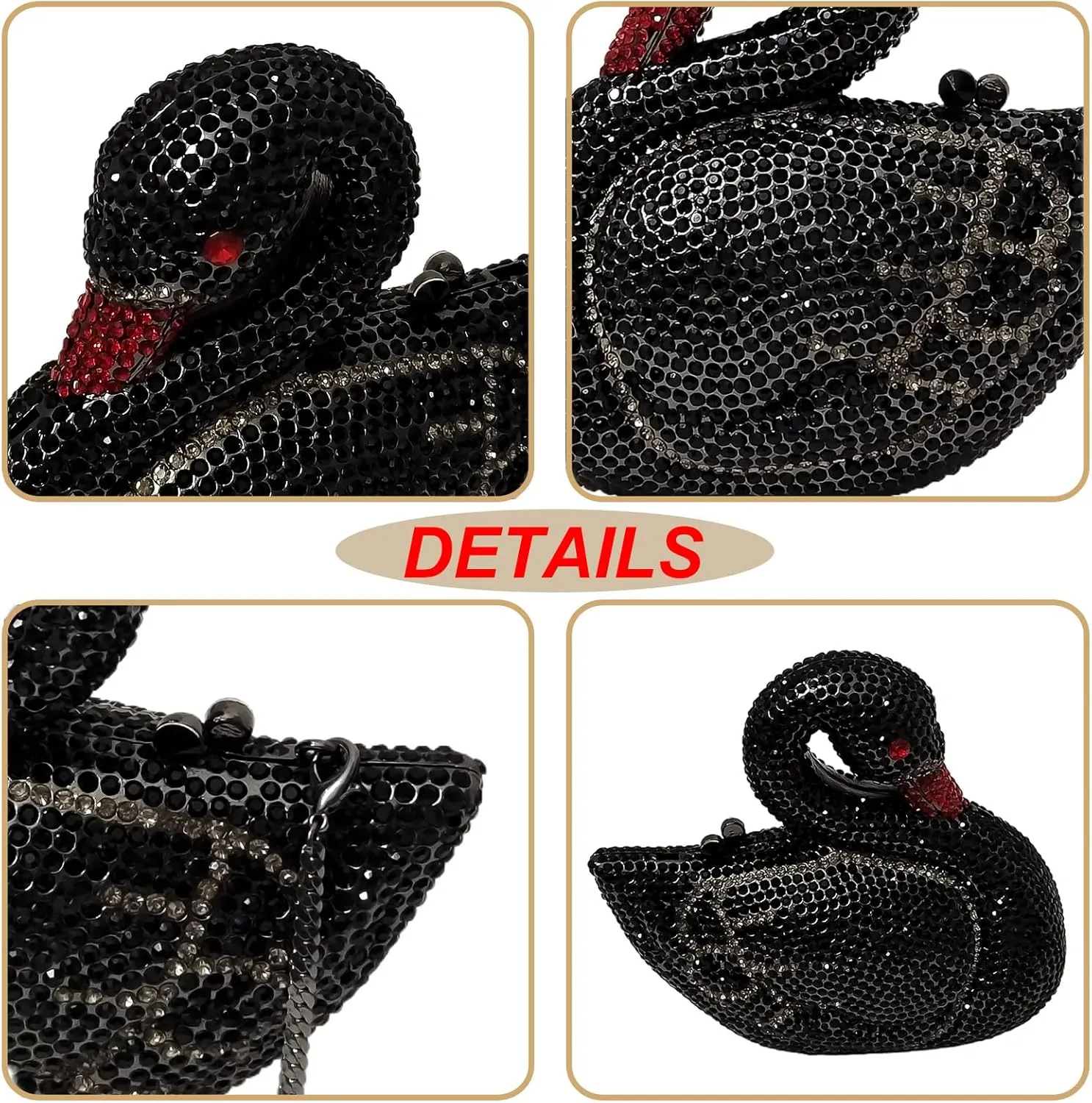 Elegant Swan Evening Purse Animal Crystal Clutch Women Minaudiere Handbag Party Luxury Rhinestone Bag