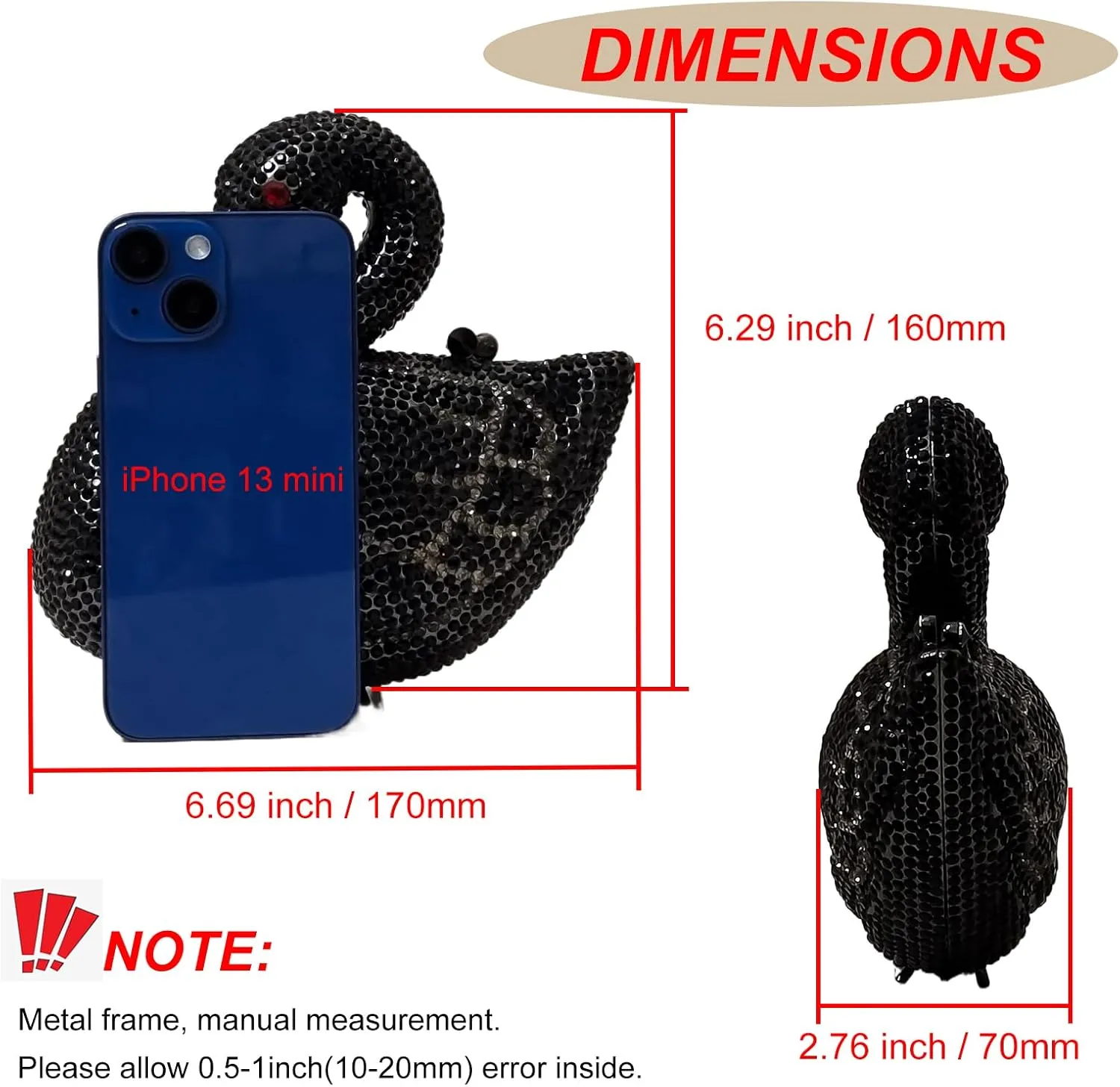 Elegant Swan Evening Purse Animal Crystal Clutch Women Minaudiere Handbag Party Luxury Rhinestone Bag