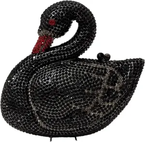 Elegant Swan Evening Purse Animal Crystal Clutch Women Minaudiere Handbag Party Luxury Rhinestone Bag
