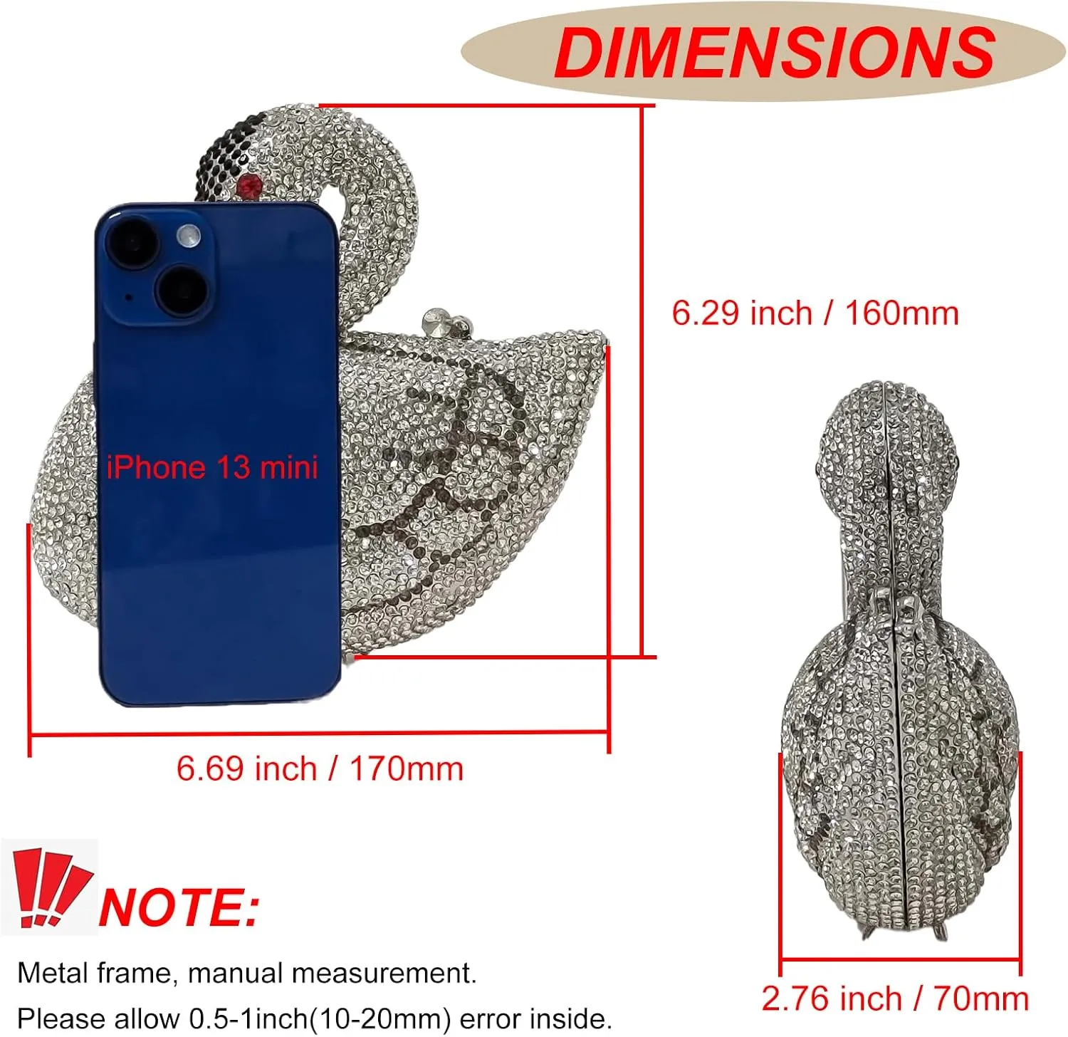 Elegant Swan Evening Purse Animal Crystal Clutch Women Minaudiere Handbag Party Luxury Rhinestone Bag