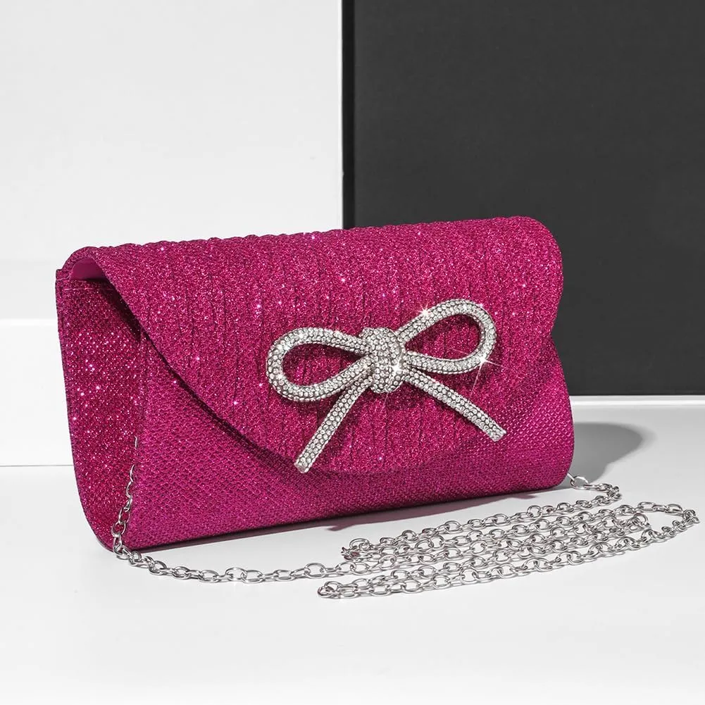Evening Bag for Women Rhinestone Clutch Purse Satin Sparkly Satchel Purse Wedding Party Prom Purse