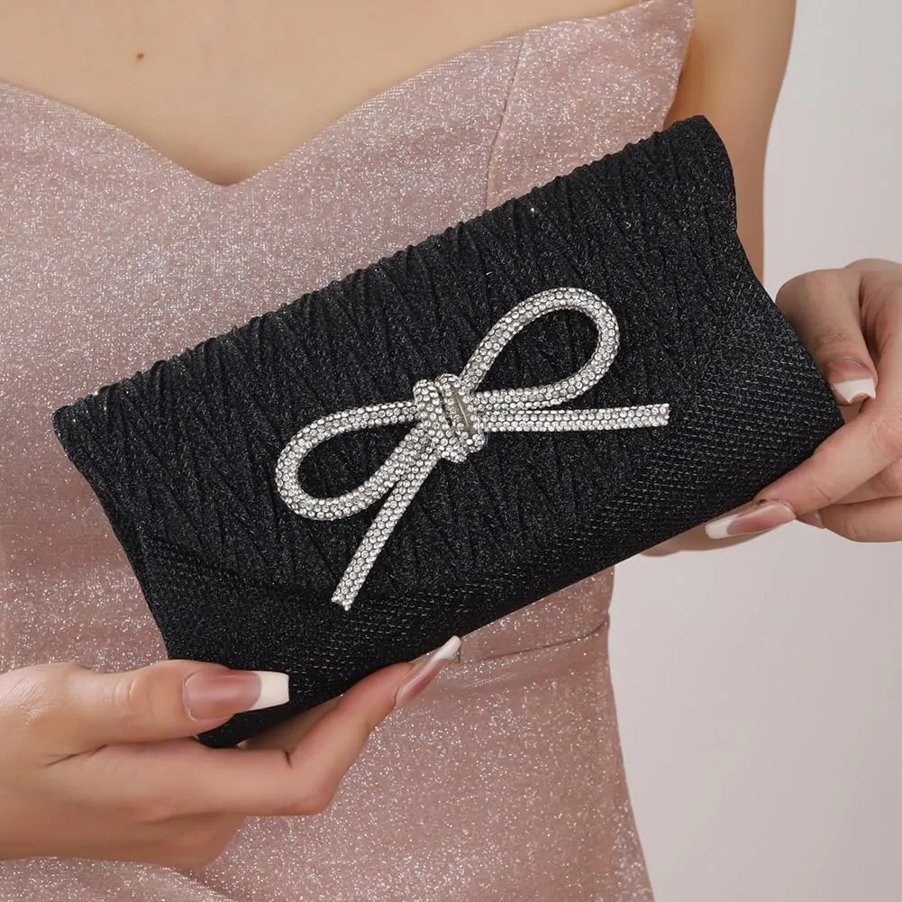 Evening Bag for Women Rhinestone Clutch Purse Satin Sparkly Satchel Purse Wedding Party Prom Purse