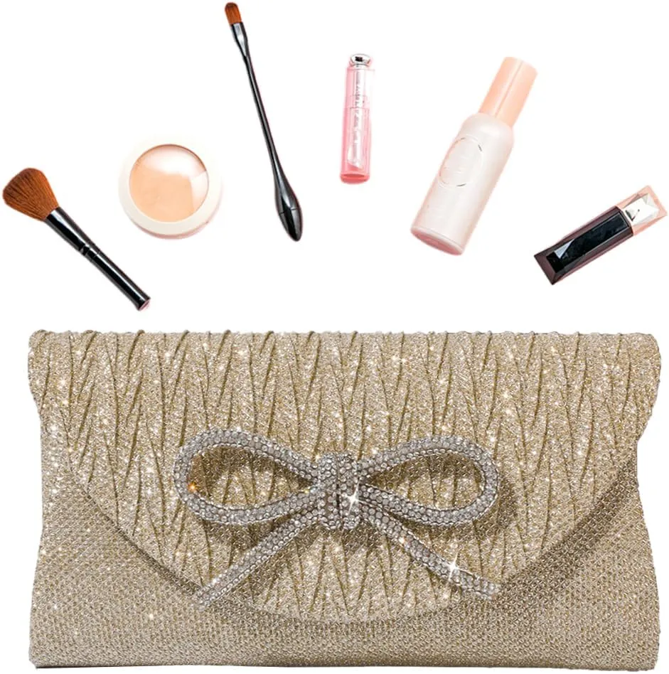 Evening Bag for Women Rhinestone Formal Handbag Satin Sparkly Satchel Purse Wedding Party Prom Purse