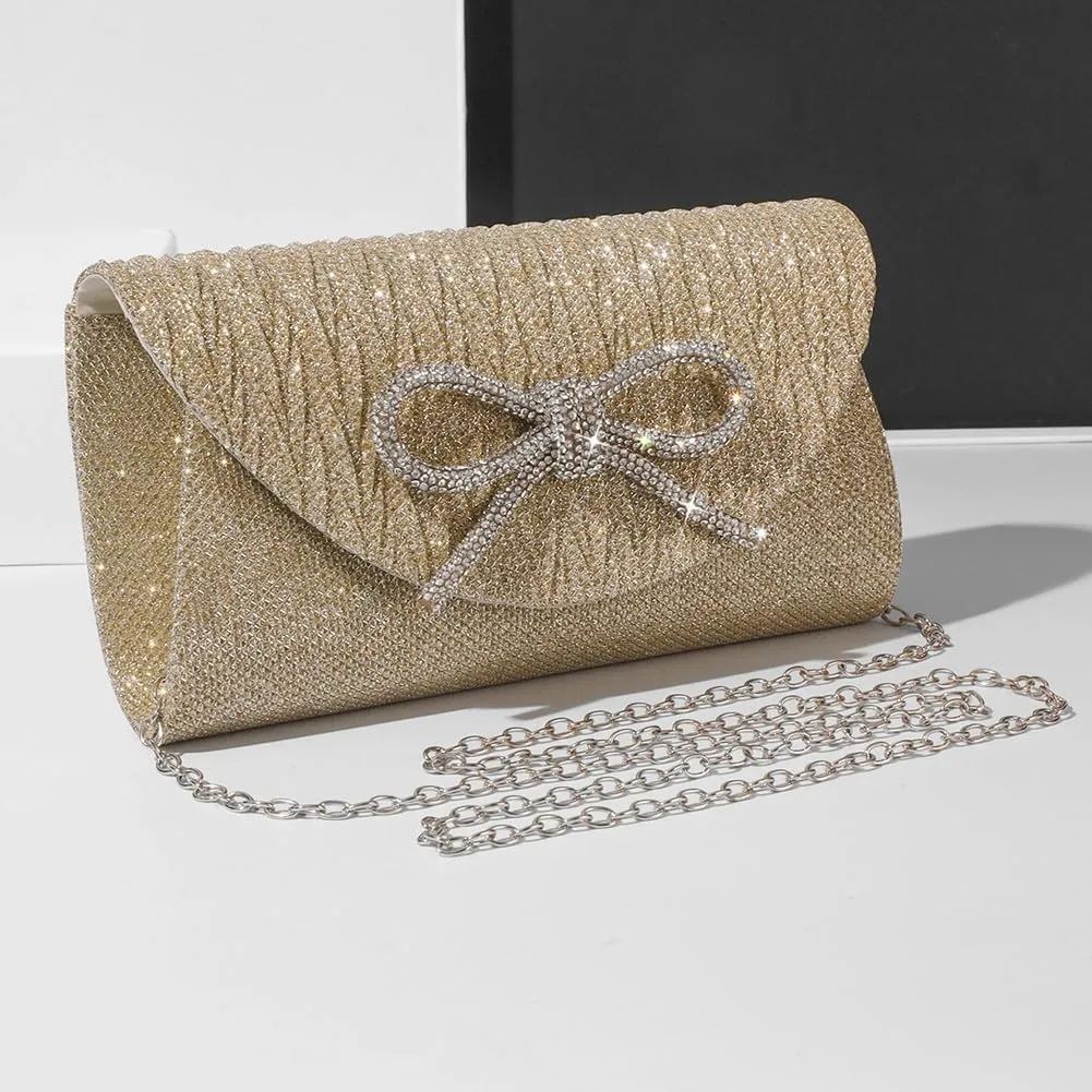Evening Bag for Women Rhinestone Formal Handbag Satin Sparkly Satchel Purse Wedding Party Prom Purse