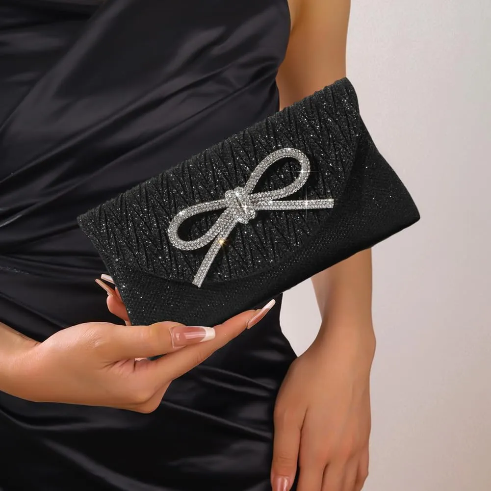 Evening Bag for Women Rhinestone Formal Handbag Satin Sparkly Satchel Purse Wedding Party Prom Purse