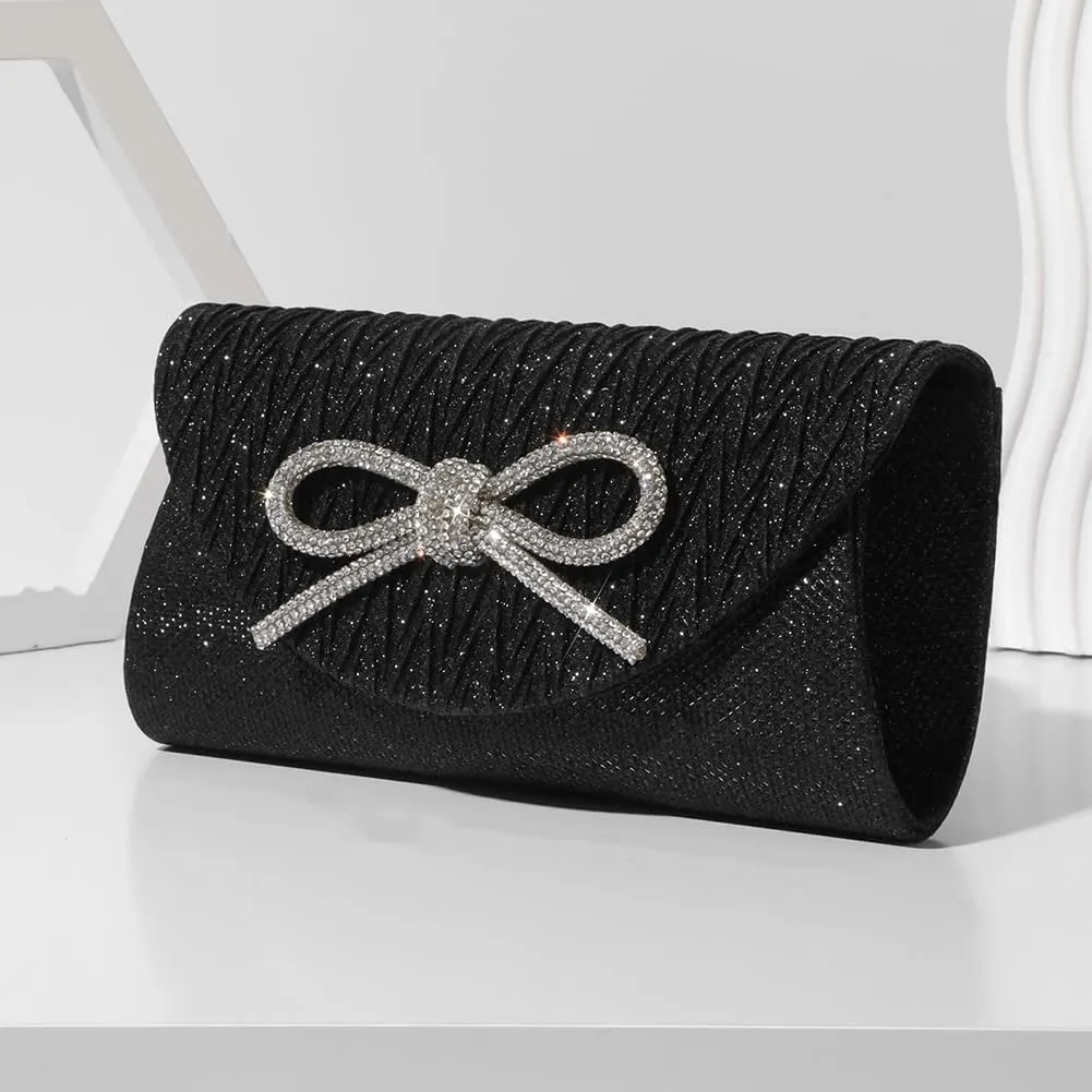 Evening Bag for Women Rhinestone Formal Handbag Satin Sparkly Satchel Purse Wedding Party Prom Purse
