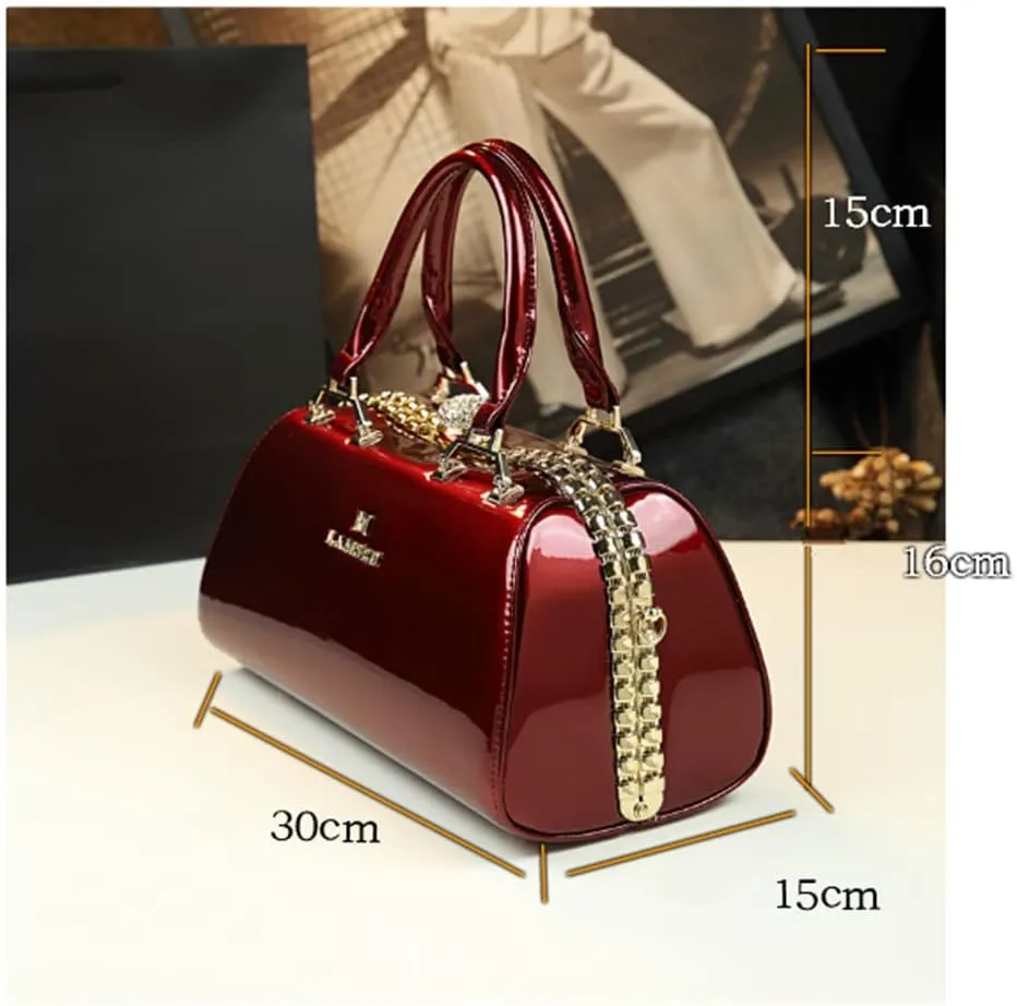 Fashion Leather Women's Top Handle Satchel Crossbody Handbags Crystal Evening Bag Purses Hard Shoulder Bags