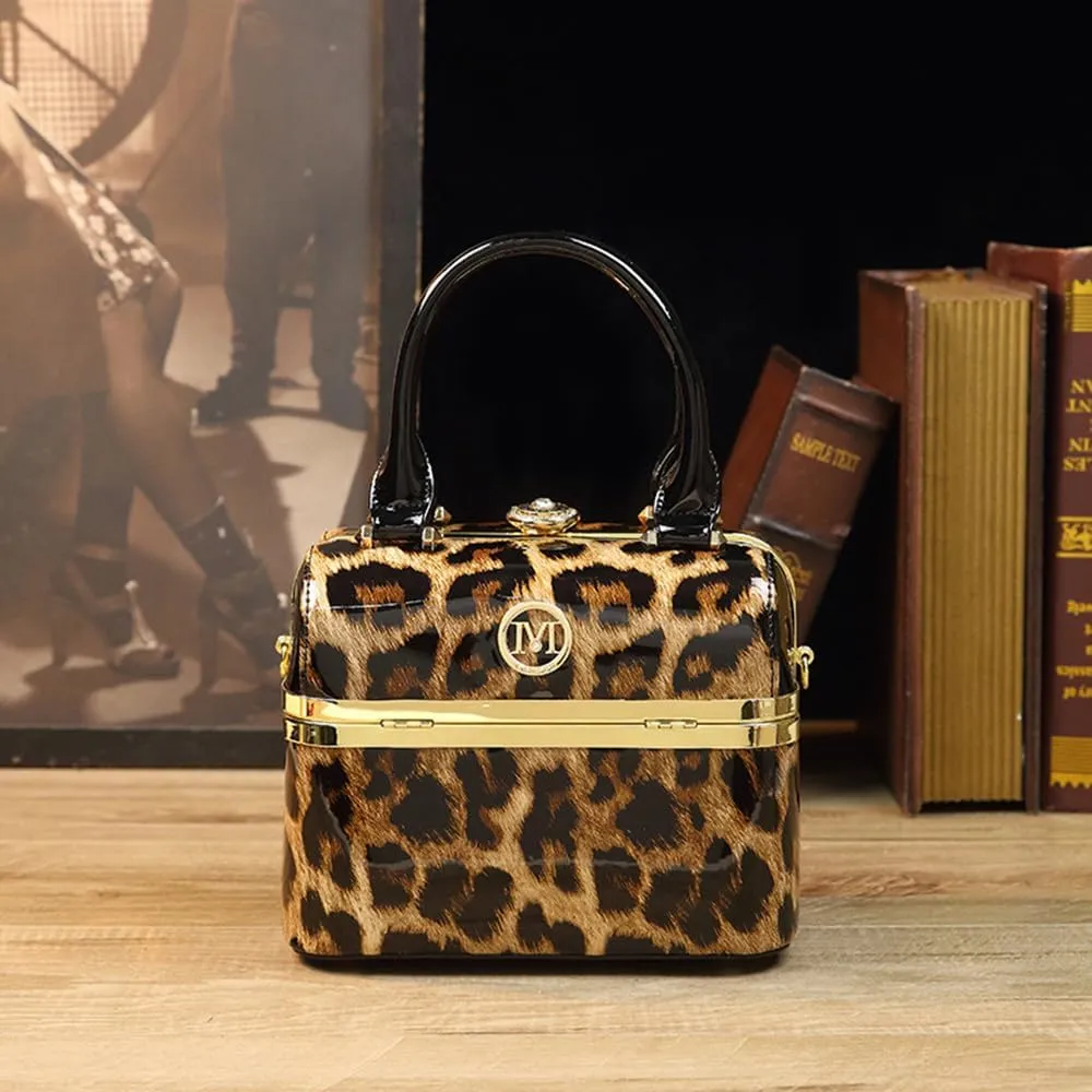 Fashion Women's Top Handle Satchel Handbags Leather Wedding Evening Party Bag Purses Small Hard Box Shoulder Bags