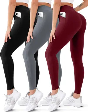 FEYHAY 3 Pack High Waisted Leggings for Women Butt Lift Tummy Control Yoga Pants Non See-Through Workout Running Pants