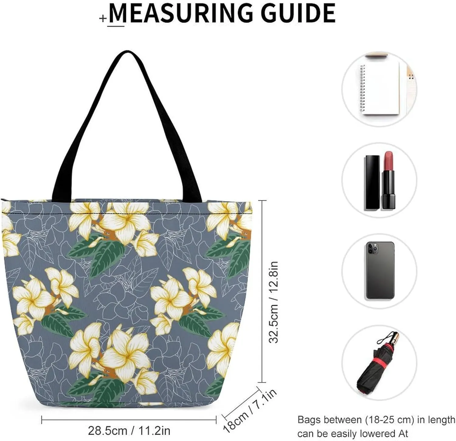 Floral Frangipani Flowers Hobo Handbags With Zipper Women's Tote Handbags