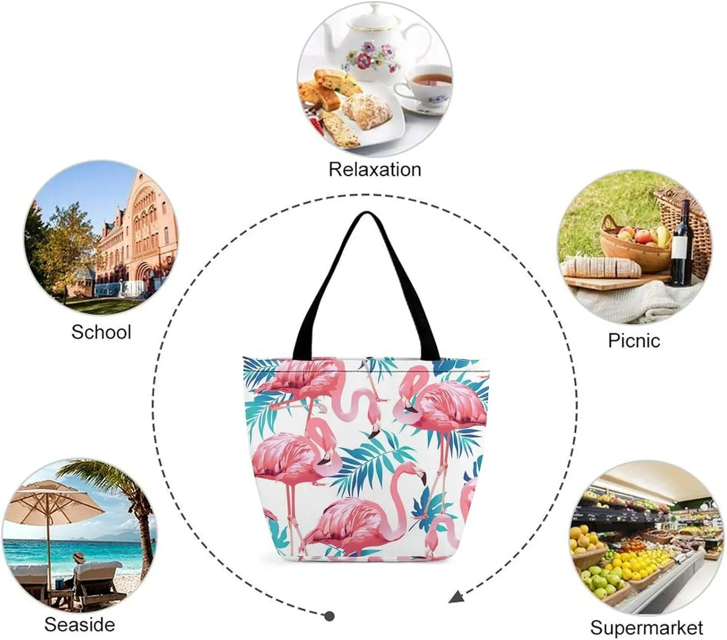 Floral Vintage Colorful Print Hobo Handbags With Zipper Women's Tote Handbags