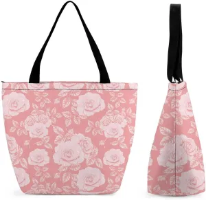 Floral with Purple Flowers Hobo Handbags With Zipper Women's Tote Handbags