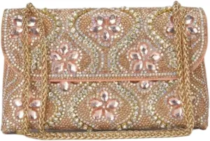 Flower Evening Handbags Elegant Square Shoulder Bag with Chain Crystals Rhinestone Clutch Purse Trendy Glitter Crossbody Bags