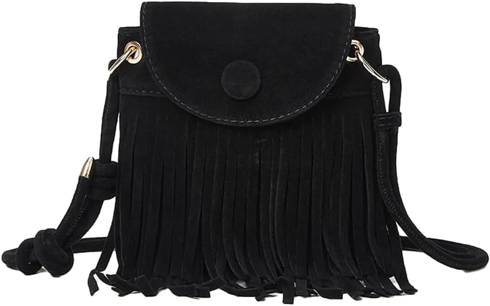 Fringe Vegan Leather Purses for Women Vintage Suede Crossbody Shoulder Bag Tassel Handbag Small Phone Tote Satchels