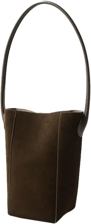 Frosted Genuine Leather Bucket Shoulder Bag for Women Small Tote Purse Handbag Casual Top Handle Satchels