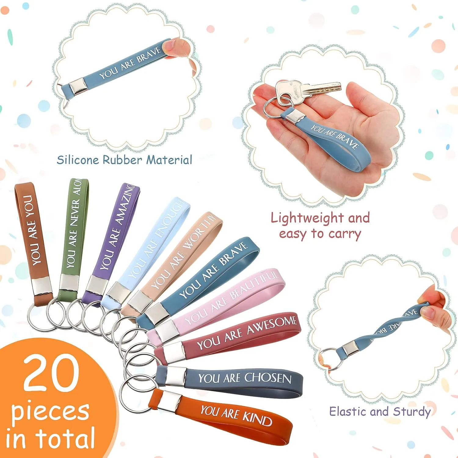 Fumete 40 Pcs Graduation Gifts for Women Teacher Nurse Inspirational Employee Appreciation Gifts 20 Canvas Makeup Bags 20 Keychain for Coworker Volunteer Team