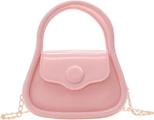 FuninCrea Mini Jelly Purse, PVC Mini Crossbody Bag for Women, Small Crossbody Purse with Handle and Chains Strap