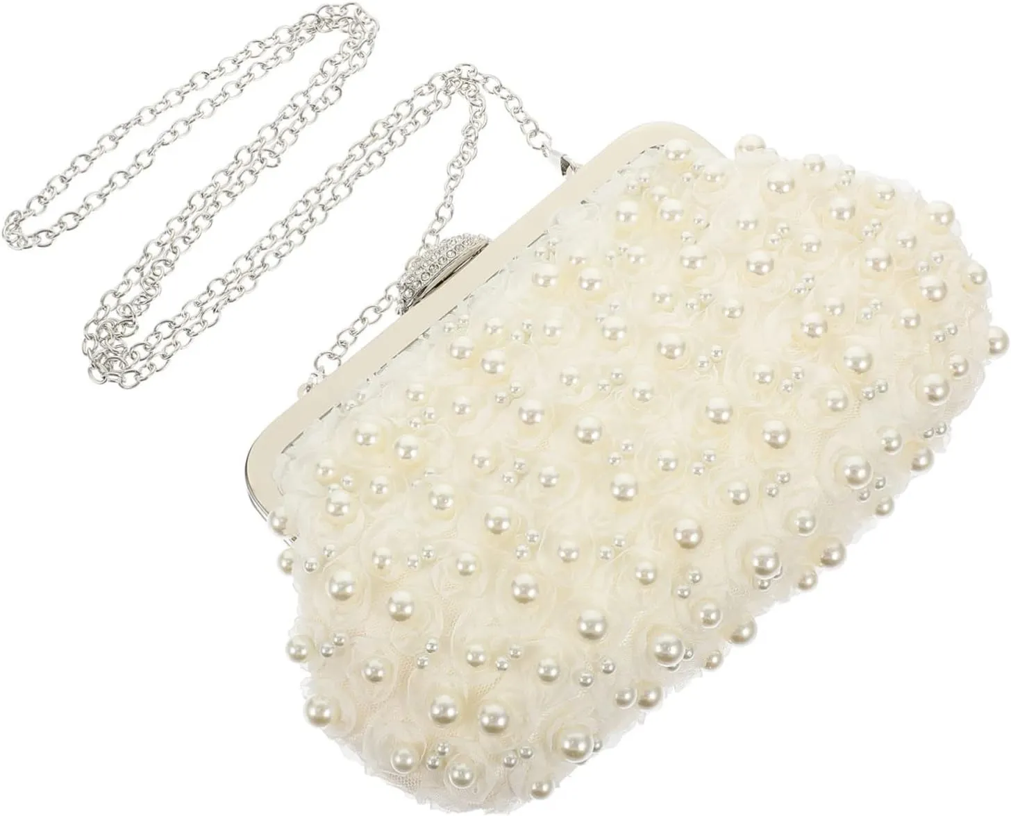 GALPADA Luxury Evening Bag Women Pearl Clutch Purse Silver Clutch Purses for Women Evening Bags