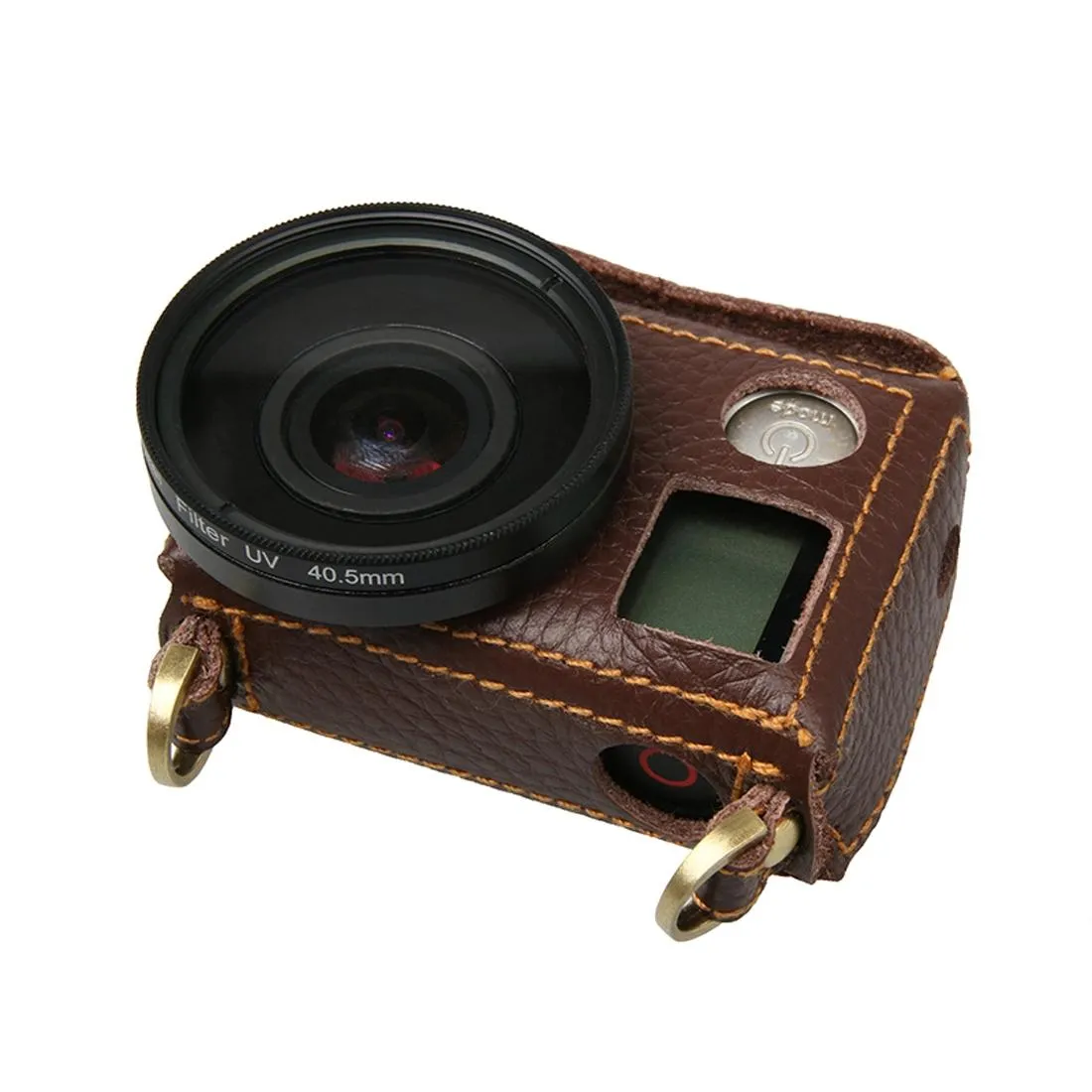 Genuine Leather Protective Case for Gopro Hero4 with Litchi Texture and Sling