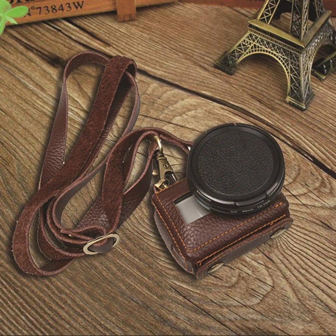 Genuine Leather Protective Case for Gopro Hero4 with Litchi Texture and Sling